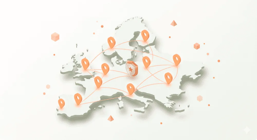 Mapa Europy z lokalnymi adresami zwrotnymi BoxFox